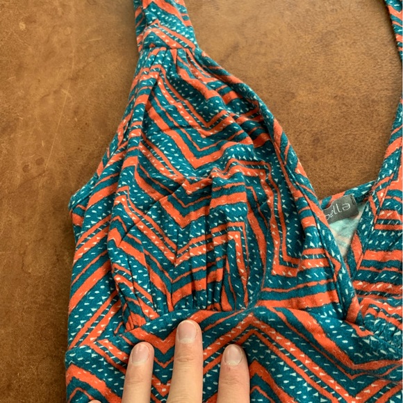 Loveappella Teal/Orange Geometric Print Maxi, Women's XS - Picture 9 of 12